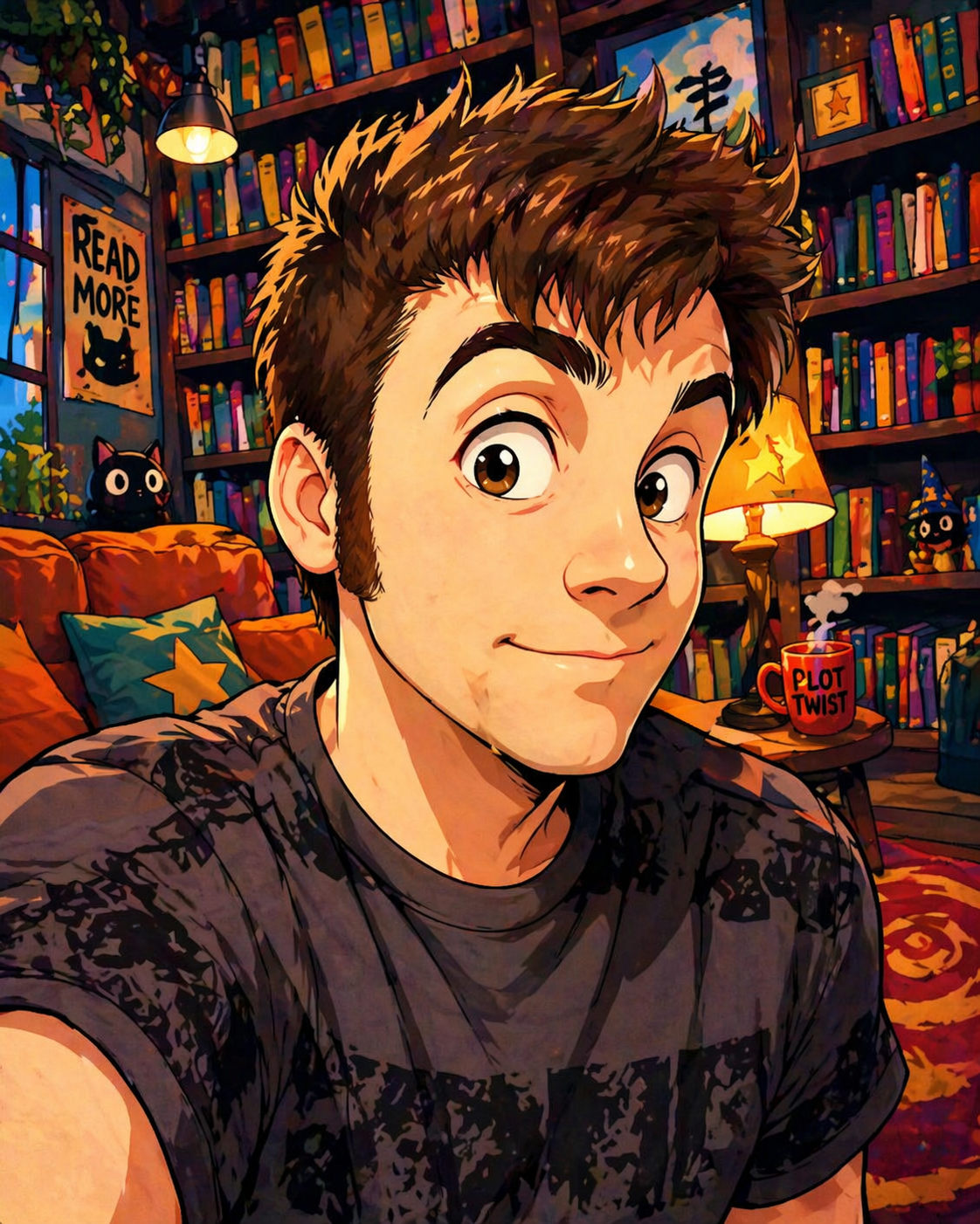 Anime-style portrait of Brent Angeline